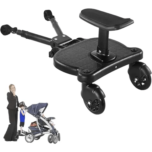 2025 New-Universal Stroller Board with Detachable Seat, 2in1 Sit and Stand Stroller Glider Board for Most Strollers, Holds Children Up to 55 LBs Stroller Connectors Standing Board
