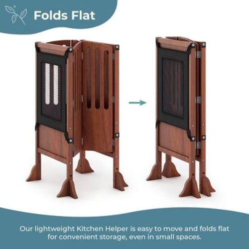 Guidecraft Contemporary Kitchen Helper Step Stool: Adjustable, Folding Montessori Toddler Tower - Safety Learning Furniture