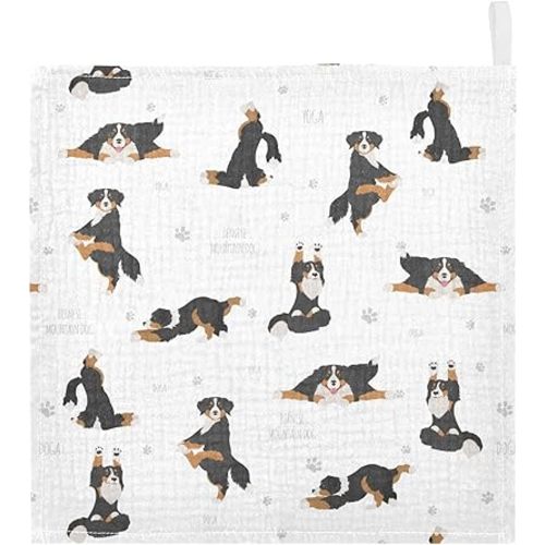 Bernese Mountain Dog 100% Cotton Soft and Absorbent Terry 11.8" x 11.8" Wash Cloths Wipes for Face Hand Body Burp Rag with Sensitive Skin for Newborns Infants Toddlers