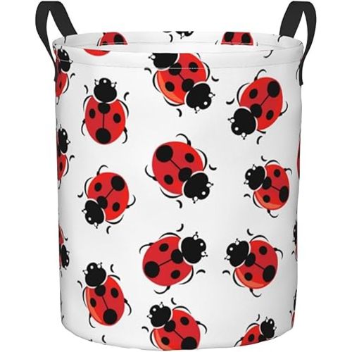 Foruidea Ladybug Laundry Basket,Laundry Hamper,Collapsible Storage Bin, Oxford Fabric Clothes Baskets,Nursery Hamper For Home,Office,Dorm,Gift Basket