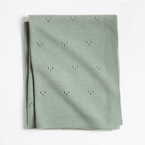 Pointelle Knit Verte Green Baby Stroller Blanket
