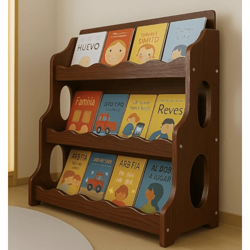 Kids Bookshelf Walnut Wood
