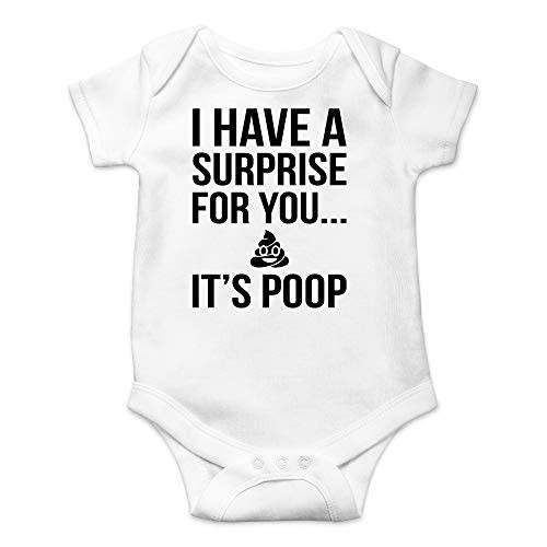 CBTwear I Have a Surprise for You It's Poop - Baby Clothes - Funny Newborn Bodysuit Outfits for Boys and Girls