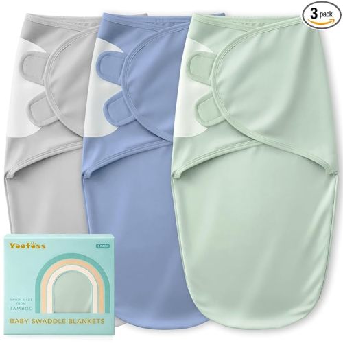 Yoofoss Baby Swaddle for Newborns 0–3 Months, Rayon Made from Bamboo Swaddle, Noiseless Closure Swaddle Sack, Soft Breathable & Durable Snug Fit