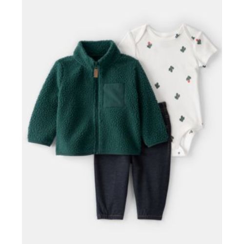 Baby Boys' Cactus Zip-Up Jacket, Bodysuit and Pants, 3-Piece Set