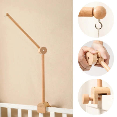 Baby Mobile Hanger Arm - Polished Timber Top Attach