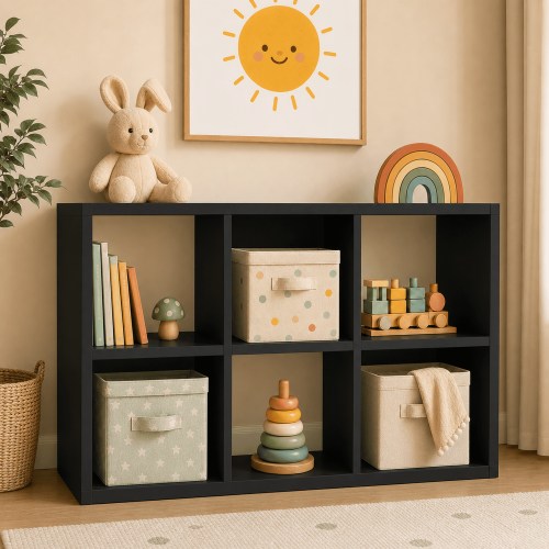 CLOUDREST PRO 6 Cube Storage Organizer, 11-Inch Cube Shelf Bookcase with Removable Back Panels, Horizontal or Vertical, Black