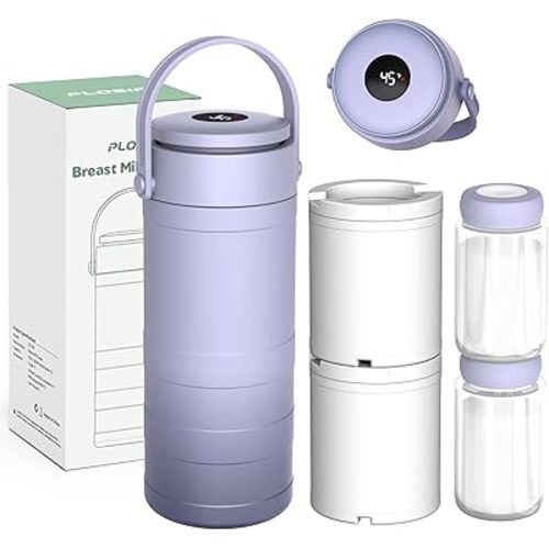 Portable Breast Milk Cooler for Outdoors, 360° All-Round Cooling Keeps Milk Fresh for 24 Hours, 22oz Large Capacity Breastmilk Chiller with 2pcs BPA-Free Bottle for Breastmilk Storage, Purple