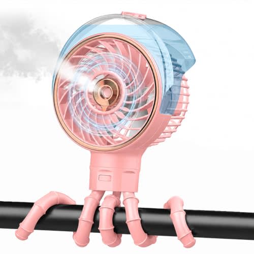 Ausic Stroller Fan with Mist, 100ml Misting Portable Fans for Stroller, Baby Fan with Detachable Tripod, Baby Essentials, Clip on Fans for Crib, Treadmill, Car Seat
