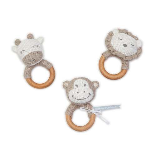 Knitted Rattle with Natural Wood Grip Ring – The Cupboard Shop