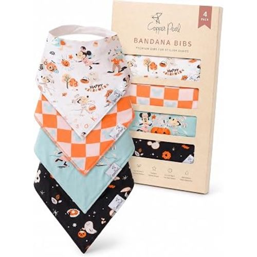 Copper Pearl Baby Bibs 4 Pack, Bandana Drool Bibs for Baby Girl & Boy, Soft Cotton Bibs for Drooling and Teething