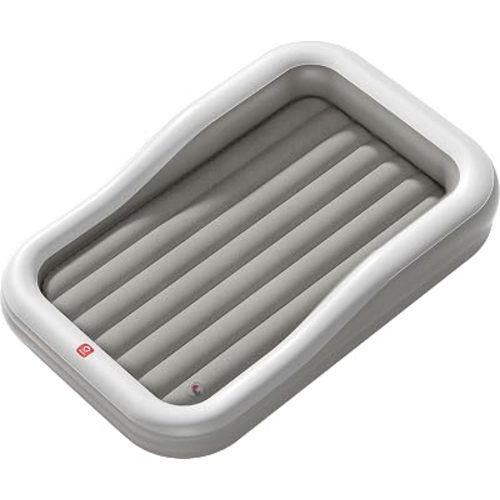 QPAU Inflatable Toddler Travel Bed with 3-Sided, Extra Large, Gray