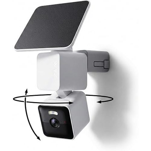 WYZE Solar Cam Pan (Flagship Model), Security Cameras Wireless Outdoor, 2K 360° Pan-Tilt Battery Powered 2.4GHz Wi-Fi Cameras for Home Security, AI Motion Detection, Color Night Vision, No Blind Spots