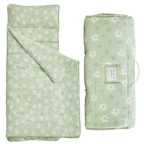 Toddler Nap Mat with Removable Pillow,Ultra Soft Slumber Bags for Girls,Kids Sleeping Bags with Roll Up Design, Perfect for Preschool,Daycare,Kindergarten