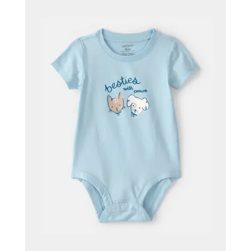 Baby 'Besties With Paws' Graphic Bodysuit - Blue | Carter's