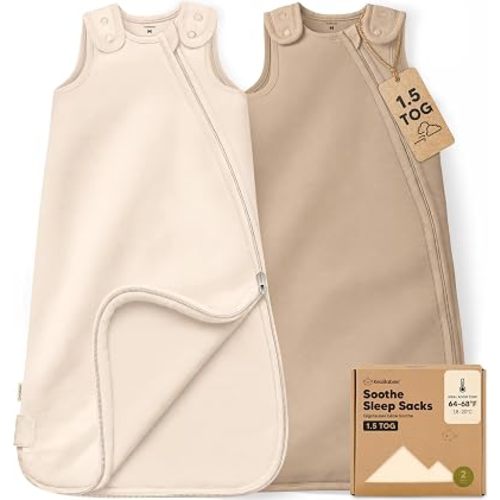 KeaBabies 2-Pack Organic Baby Sleep Sacks, 100% Cotton 0.5TOG (Ecru, 0-6M)