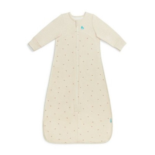 Love to Dream Long Sleeve Sleep Bag - Cotton Fleece 1.5 TOG Oat Twigs - 6-18M: Two-Way Zipper, Botanical Pattern, Breathable Fabric