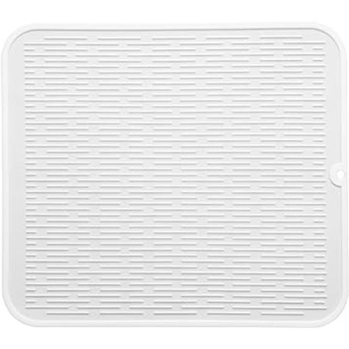 MicoYang Silicone Dish Drying Mat for Multiple Usage,Easy clean,Eco-friendly,Heat-resistant Silicone Mat for Kitchen Counter or Sink,Refrigerator or Drawer Liner White XXL 24 inches x 18 inches