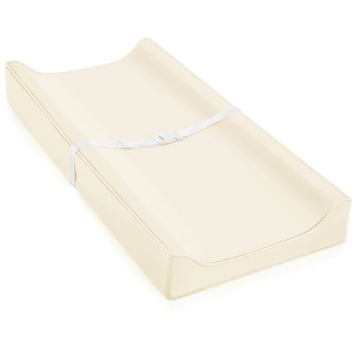 Vegan Leather Changing Pad Cover with Zipper - 31"X 16" - Waterproof Wipeable, Extra Thick & Portable & Non-Slip Diaper Mat - Fits Standard Changing Tables (Beige)