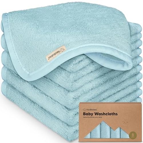 6-Pack Baby Washcloths - Soft Absorbent Viscose from Bamboo Wash Cloths for Babies, Kids, Toddlers, Infant, Newborn Bath Towels, Gentle on Sensitive Skin, 10x10 Reusable Face Towels (Rosy)