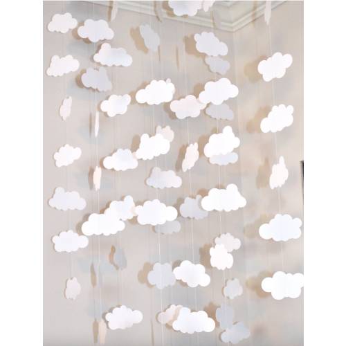 Cloud Garland: Cardstock Baby Shower Decor, Nursery Mobile