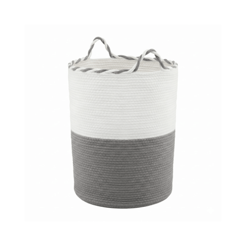 Artiss Woven Laundry Basket with handles Cotton Rope Storage Bin for Clothes Foldable - Grey