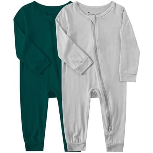 Jimonda Baby Footless Pajamas Boys Girls Bamboo Sleepers 2-Way Zipper Jumpsuits Unisex Long Sleeve Romper