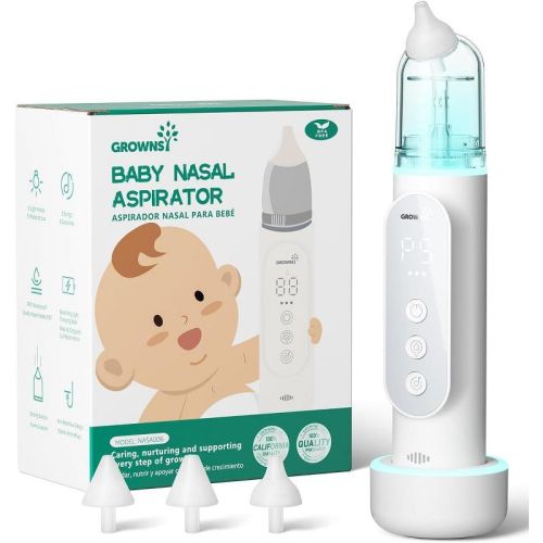 GROWNSY Nasal Aspirator for Baby, Upgraded 5 Suction Levels Baby Nose Sucker, IPX7 Waterproof Electric Nose Suction for Baby