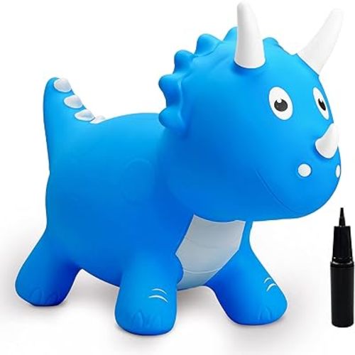 EVERICH TOY Kids Dinosaur Bouncy Animal Toys, Inflatable Triceratops Bouncer, Ride on Bounce Hopper, Indoor Outdoor Activity Birthday Gift for 18 Months 2 3 4 Years Old Boys