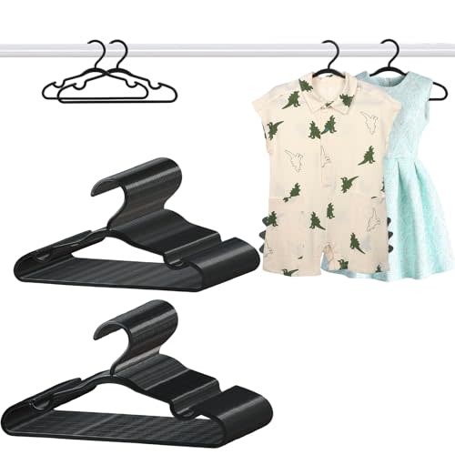 100 Pack Black Baby Hangers 11.42&12.91’’ Each 50 Pcs Kids Clothes Hangers | Non-Slip Baby Clothes Hangers For Infant Child Durable Plastic Infant Hangers For Closet Pants Coats Skirts