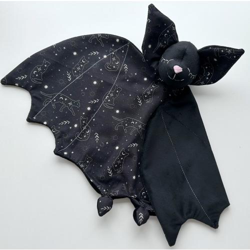 Personalized handmade baby lovey, plush bat lovey