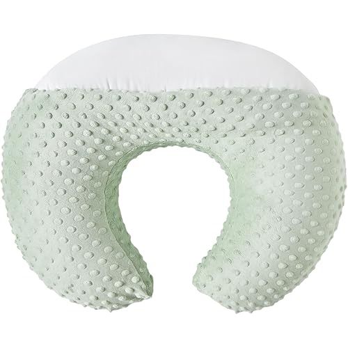 Nursing Pillow and Positioner Breastfeeding and Bottle Feeding, Propping Baby, Tummy Time, Sitting Support, with Removable Polyester Cover, dots Fabric, for Baby Boy Girl(Bay)