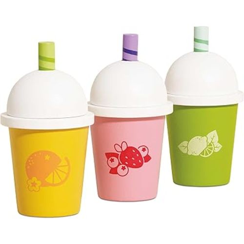 Le Toy Van - Childrens Wooden Honeybake Smoothie Cup & Juice - Set of 3 - Pretend Toy - Role Play Toy - Wooden Food for Kids - Kids Kitchen & Food Toys - Toys for 2 Year Olds +