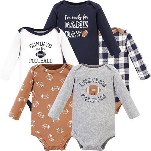 Hudson Baby baby-boys Cotton Long-sleeve Bodysuits 5-pack