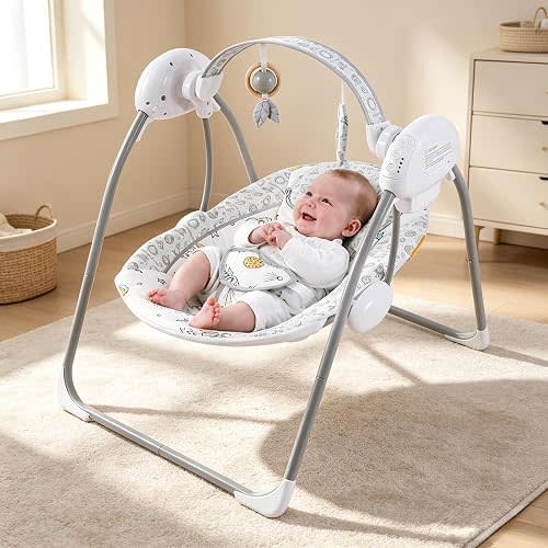 Portable Baby Swing for Infants,Compact & Foldable Infant Swing,0-9M, 20 lb
