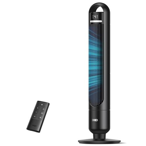 DREO Tower Fan for Bedroom, 26ft/s Velocity, 90° Oscillating, 8H Timer | 4 Speeds, 3 Modes, 28dB Quiet Standing Fan, Floor Fan for Room, Living Room, Office, Home, Cooling Fan with Remote, Black