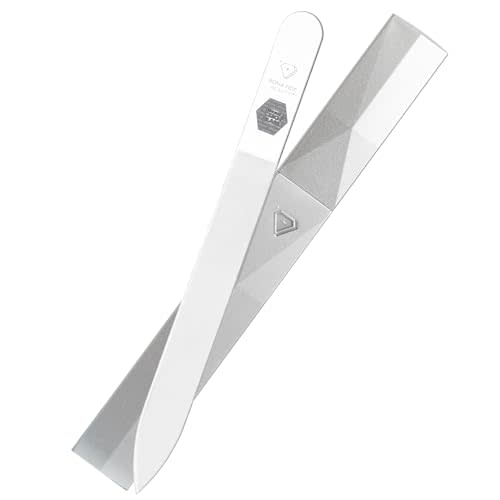 Bona Fide Beauty Czech Glass Nail File (Clear Color) with Silver Hardcase | Genuine Czech glass nail file for natural nails, keratin sealing nail file, fingernail file with protective case
