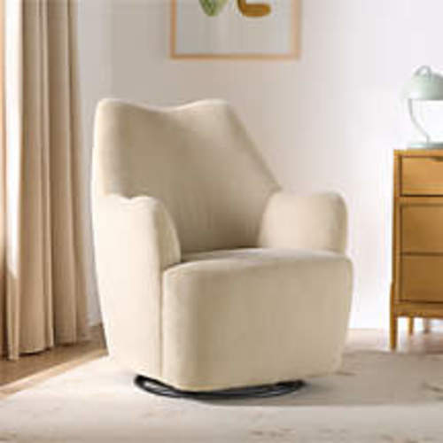 Leo Tan Faux Fur Nursery Swivel Glider Chair