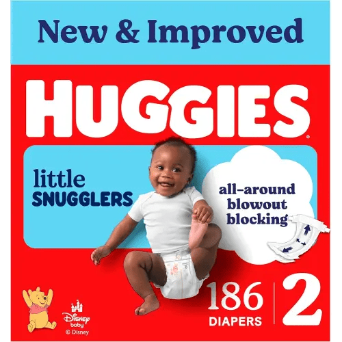 Huggies Little Snugglers Diapers Size 2, 186 Count (3 Packs of 62)