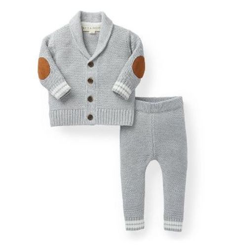 Hope & Henry Baby Cardigan and Sweater Legging Set (Gray Heather, 0-3 Months)