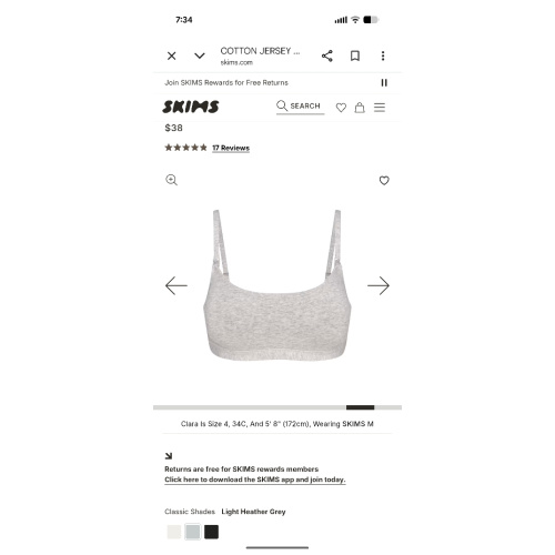 COTTON JERSEY MATERNITY NURSING SCOOP BRALETTE | LIGHT HEATHER GREY | SKIMS
