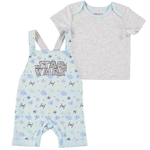 Star Wars Baby Boys Newborn Infant Baby Yoda Shortall Romper and T-shirt Set