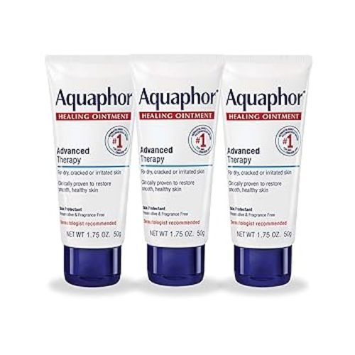 Aquaphor Advanced Therapy Healing Ointment, Hypoallergenic, Fragrance Free Body Moisturizer for Dry Skin and Minor Wound Care, Travel Size Skin Care Set, 1.75 Oz Tube, Pack of 3