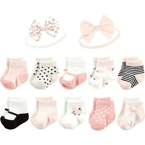 Hudson Baby Baby Girls' Sock and Headband 12pc Set