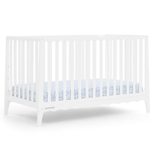Delta Children Lulu 5-in-1 Convertible Crib, Converts to Toddler Bed, Daybed, Sofa & Full-Size Bed, Natural Wood, Fits Standard Crib Mattress, 3 Mattress Heights for Baby Nursery, Bianca White