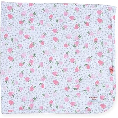 Magnetic Me Newborn Baby Swaddle Blanket for Girls 100% Organic Cotton Strawberries and Cream