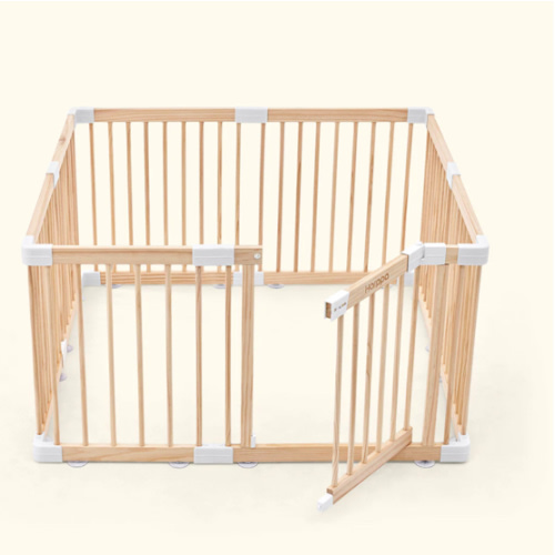 HARPPA Wooden Baby Gate Playpen | Non-Toxic Foldable DIY Adjustable Play Yard for Infants & Toddlers – Natural Finish Baby Fence for Small & Large Spaces