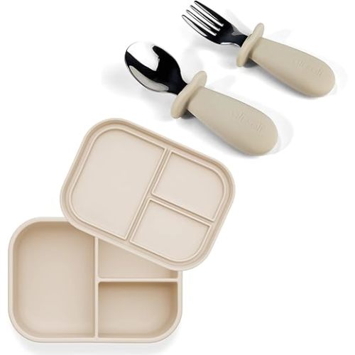 Ali+Oli Bento Box and Utensil Set Bundle, BPA-Free, Leak-Proof, Food Grade Silicone, Perfect for Kids' Back to School Lunches