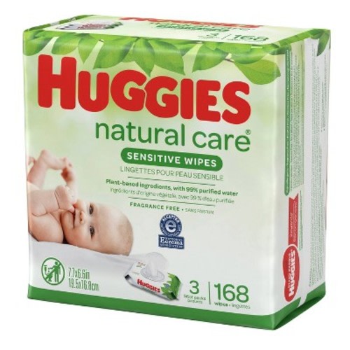 Huggies Natural Care Sensitive Baby Wipes, Unscented Flip-Top Packs - 3pk/168ct