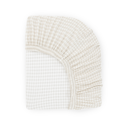 Stretch Knit Mini Crib Sheet - Tan Gingham